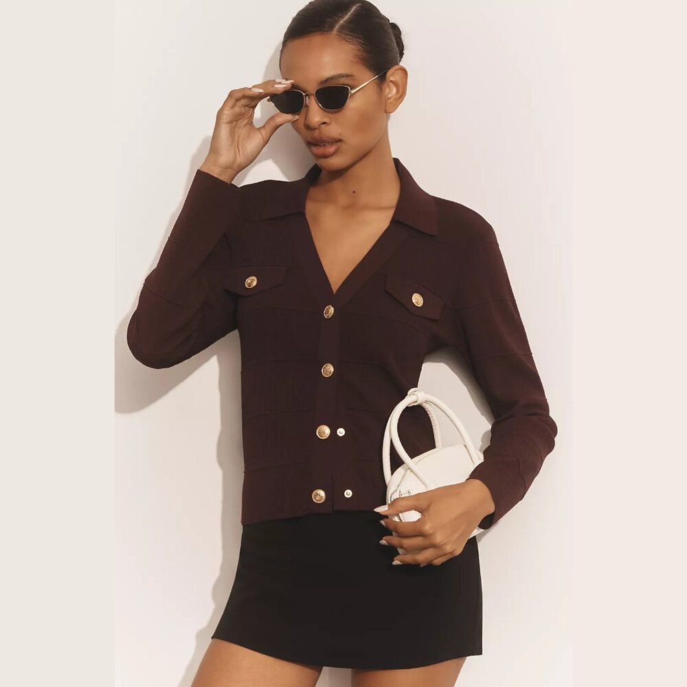 NEW Maeve Size XL Women's Collared Cardigan Sweater - Wine